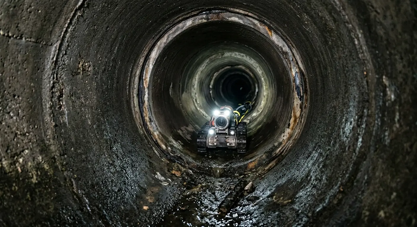 Robotic sewer camera inspecting pipe interior for Drain Snake Service in Lennox